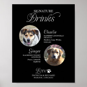 Affiche Boissons Signature Photo Animaux Signe de Mariage