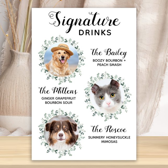 Affiche Boissons Signature Photo Cocktail Mariage Animaux  (Créateur téléchargé)