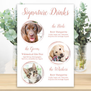 Affiche Boissons Signature Rose Gold Mariage Animal de Com