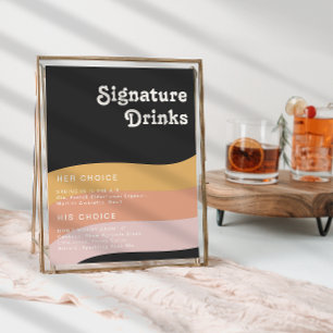 Affiche Boissons Signature Sombres Arc-en-Ciel Rétro Moder