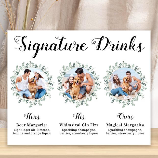 Affiche Boissons Signature Sur-Mesure Photos de mariage él (Créateur téléchargé)