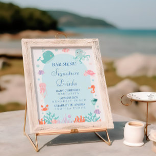 Affiche Boissons Signature Vie Marine Fantaisiste Baby Sho