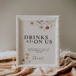 Affiche Boissons Sur Nous Boho Fleur sauvage Signé Mariage