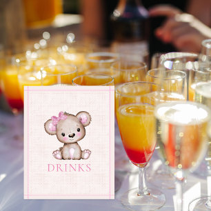 Affiche Boissons Table mignonne fille Baby shower ours