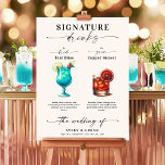 Affiche Boissons turquoises et en cuivre et signature de m<br><div class="desc">Ajoutez une touche d'élégance et de personnalisation à votre mariage avec cette affiche de Mariage Signature Drinks magnifiquement conçue. Doté de deux superbes illustrations aquarelle, ce poster présente les boissons signature de la mariée et du marié : les "Bliss Turquoises" et le "Coucher du soleil sur le cuivre". Parfaitement assorti...</div>