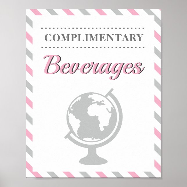 Affiche Boissons Vols en Avion Compagnie Aérienne Fête (Devant)