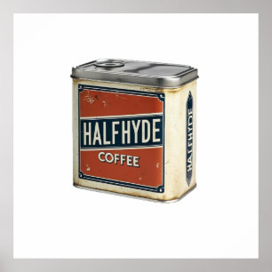 Affiche Boîte à café vintage Halfhyde Coffee Company