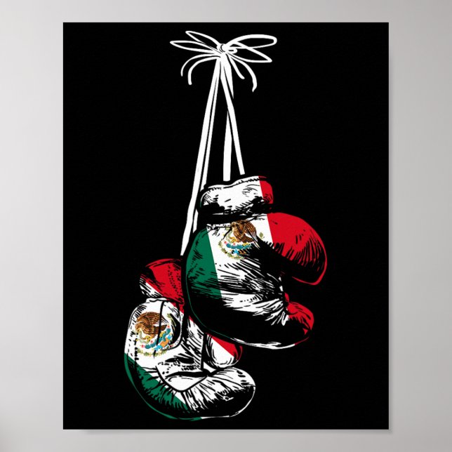 Affiche Boîte à Drapeau Mexicaine Gants de boxe Boxe (Devant)