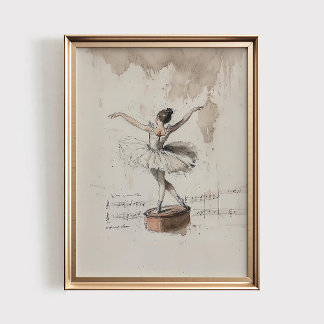 Affiche Boîte à Musique Ballerine Imprimée, Chambre de Fil