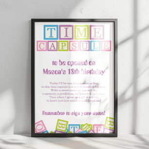 Affiche Boîte à souvenirs pour premier anniversaire Douce