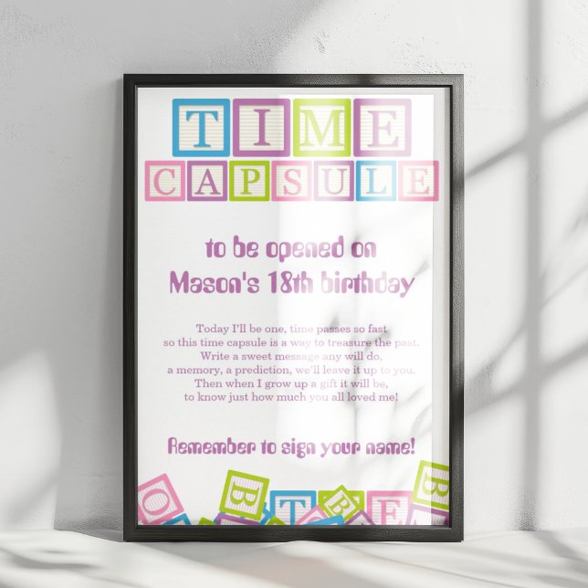 Affiche Boîte à souvenirs pour premier anniversaire Douce  (Créateur téléchargé)