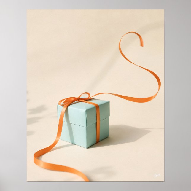 Affiche Boîte-cadeau à ruban courbe (Devant)