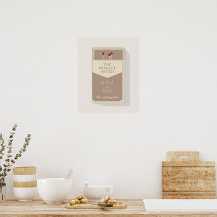 Affiche Boîte d'allumettes personnalisée pour couples, le