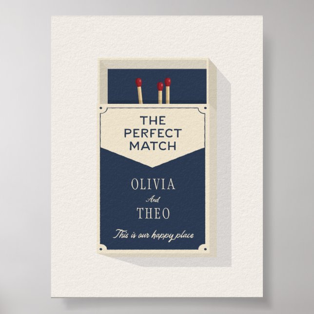 Affiche Boîte d'allumettes personnalisée pour couples, le  (Devant)