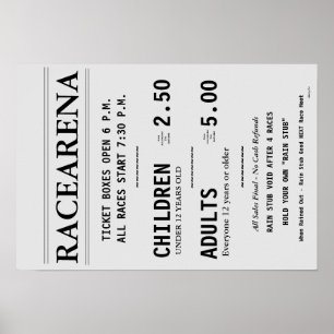 AFFICHE BOÎTE DE BILLETS RACEARENA BUREAU BILL DANBURY FAI