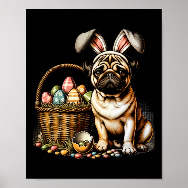 Affiche Boîte de Boxer de Lapin Mignon Œufs de Pâques Flor (Devant)