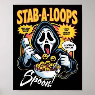 Affiche Boîte de céréales d'horreur Stab-a-loops Halloween