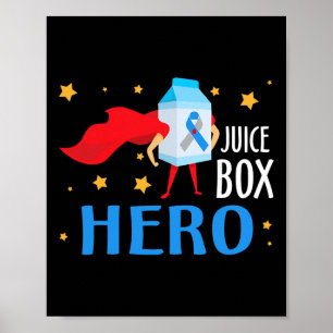 Affiche Boite de jus Hero Type 1 T1d Diabète Diabétique Dé