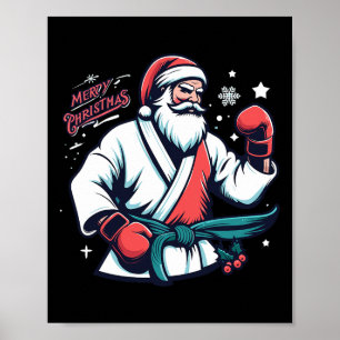 Affiche Boîte de Noël Santa Boxeur Amateur de Boxe Kickbox