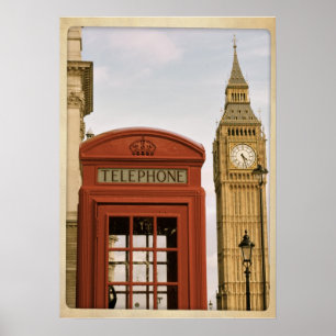 Affiche Boîte téléphonique et tour de Big Ben