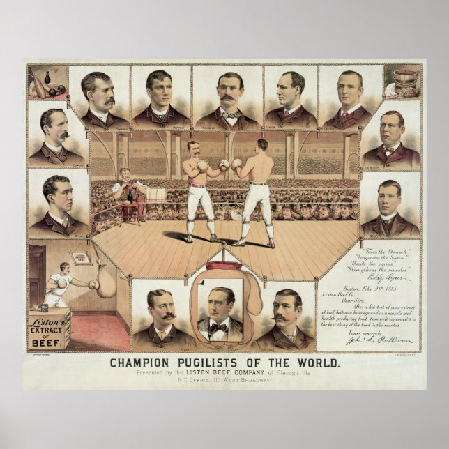 AFFICHE BOÎTES À CHAMPION MONDIAL 1885 (Devant)