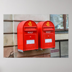 Affiche Boîtes aux lettres danoises rouges