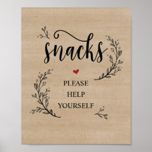Affiche Boîtier Rustic Vines Mariage Snacks