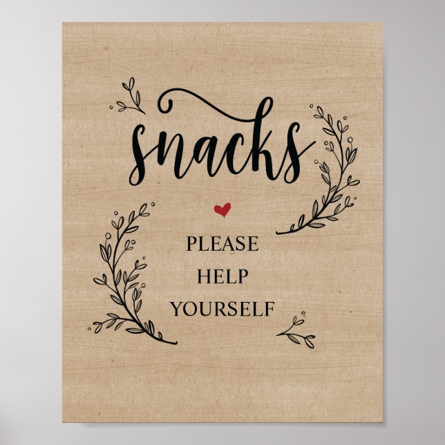 Affiche Boîtier Rustic Vines Mariage Snacks (Devant)