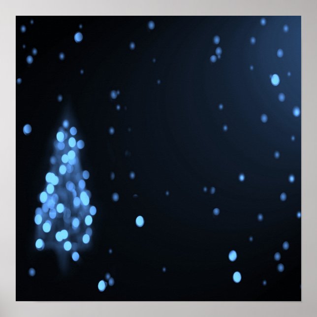 Affiche Bokeh Christmas Tree Arrière - plan - Bleu (Devant)