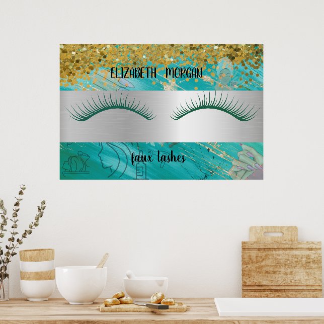 Affiche Bokeh Moderne, Rayures, Faux Cils Po (Cuisine)
