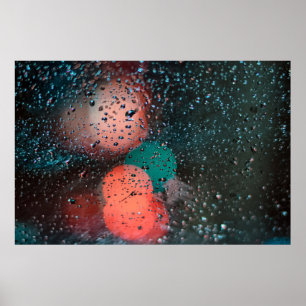 Affiche Bokeh photographie de gouttelettes d'eau sur verre
