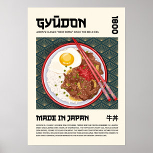 Affiche Bol de boeuf japonais traditionnel Gyudon