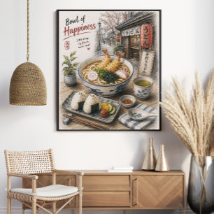 Affiche Bol de Bonheur Udon Tempura Japonais