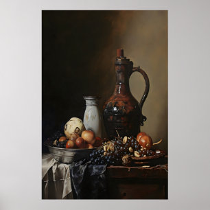 Affiche Bol de Fruits Dark Academia, Peinture Antique