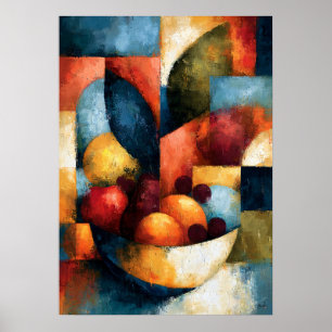 Affiche Bol de fruits japonais Kudamono, nature morte géom