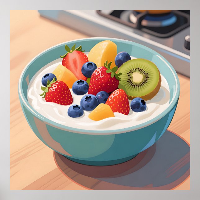 Affiche Bol de yaourt aux fruits frais (Devant)