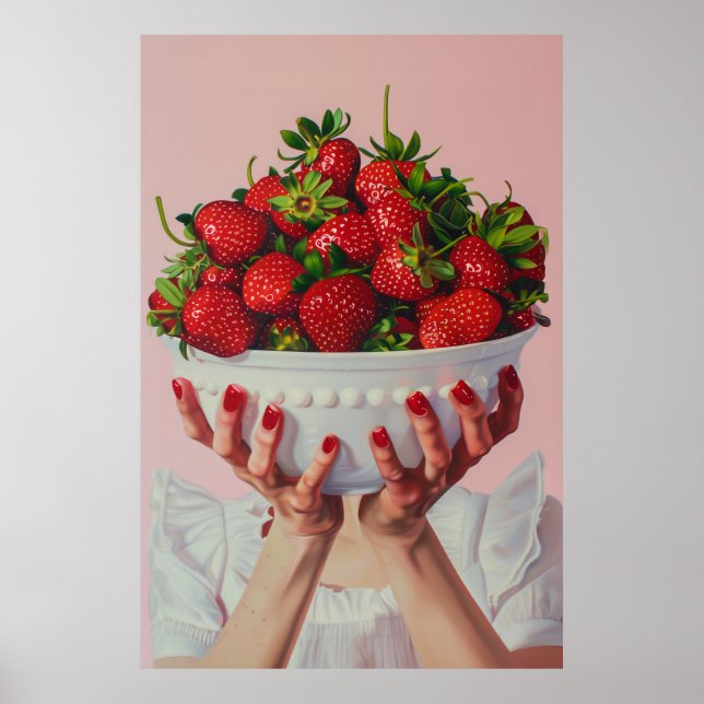 Affiche Bol débordant de fraises (Devant)
