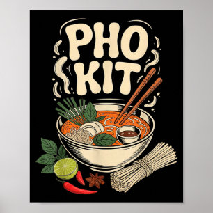 Affiche Bol Pho vietnamien aux herbes bol de soupe de noui