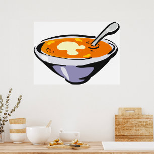 Affiche Bol soupe de tomate avec cuillère