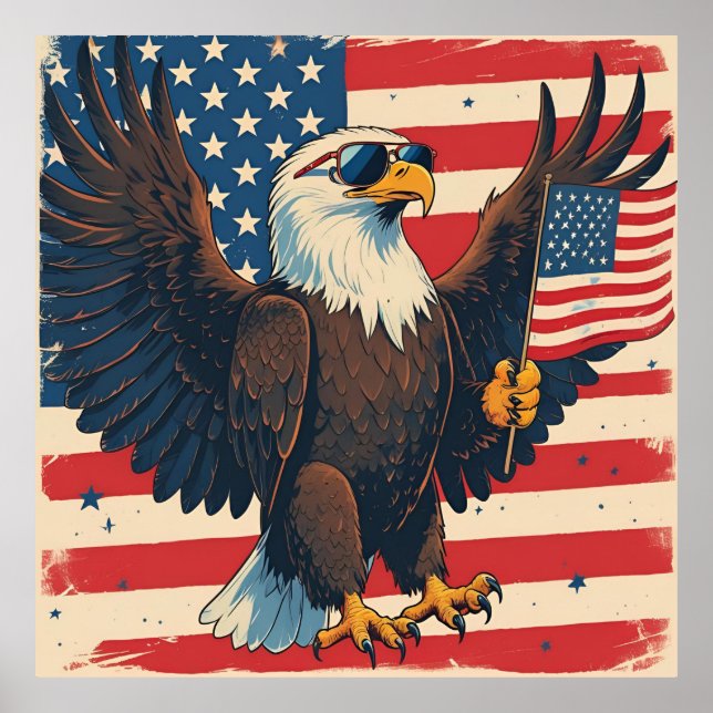Affiche Bold American Eagle – 4th of July Freedom Design (Devant)