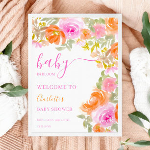 Affiche Bold Chic Baby in Bloom Floral Baby shower Bienven