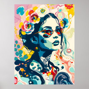 Affiche Bold Floral Queen - Vibrant Elegance Portrait