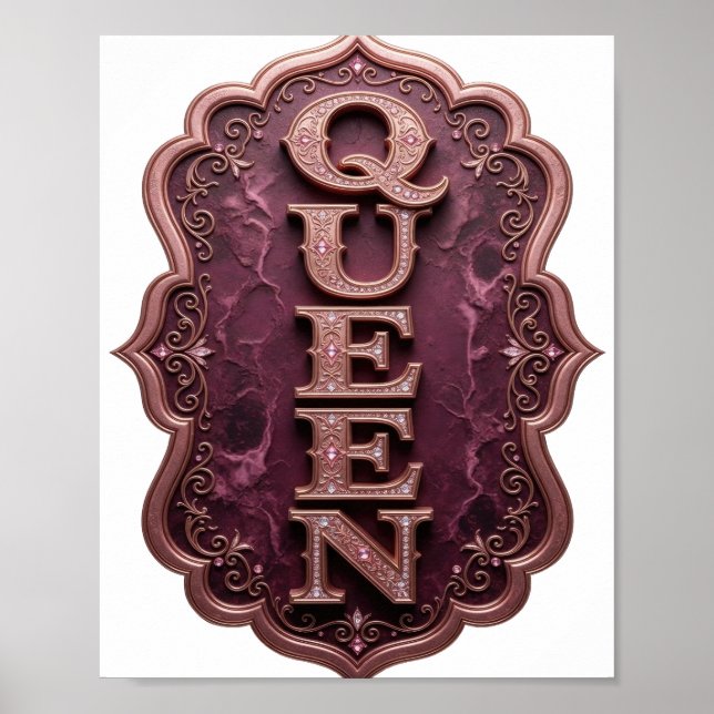 Affiche Bold Gold QUEEN Conception sur mesure (Devant)