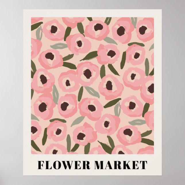 Affiche Bold Inky Floral Pattern | Hand-Drawn Botanical (Devant)