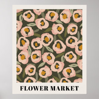Affiche Bold Inky Floral Pattern | Hand-Drawn Botanical