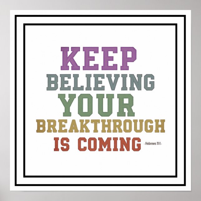 Affiche Bold Keep Believing Your Breakthrough Is Coming (Devant)