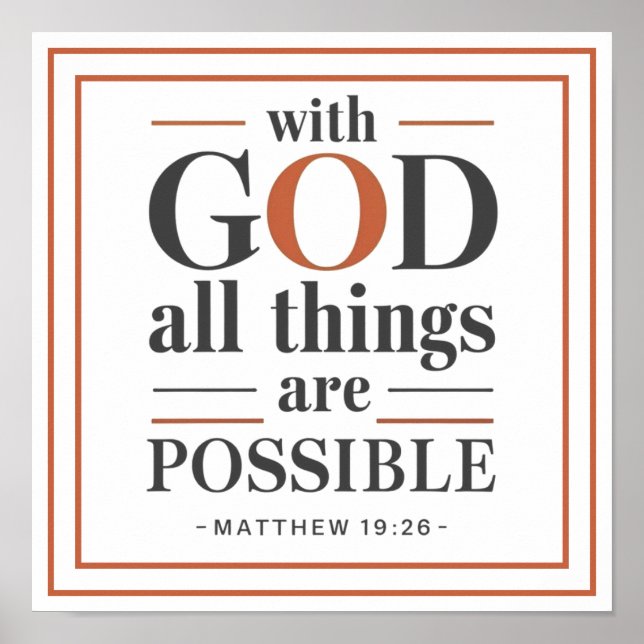 Affiche Bold Modern With God All Things Are Possible (Devant)
