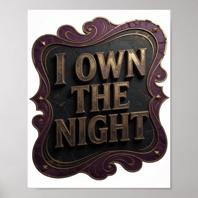 Affiche Bold Or I POSSÈDE LA NUIT Design (Devant)