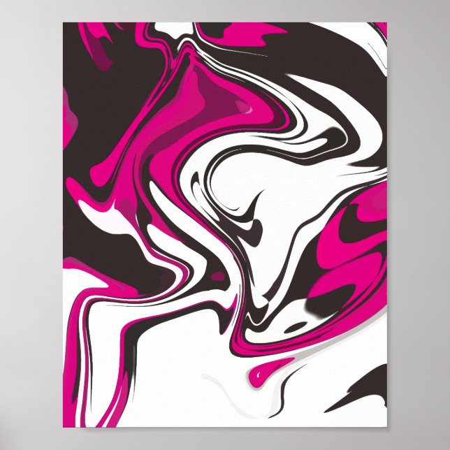 Affiche Bold Pink, Black and white Abstract Swirls (Devant)