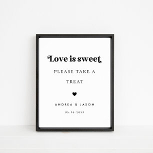 Affiche Bold Retro Script Love is Sweet Favor Mariage Sign